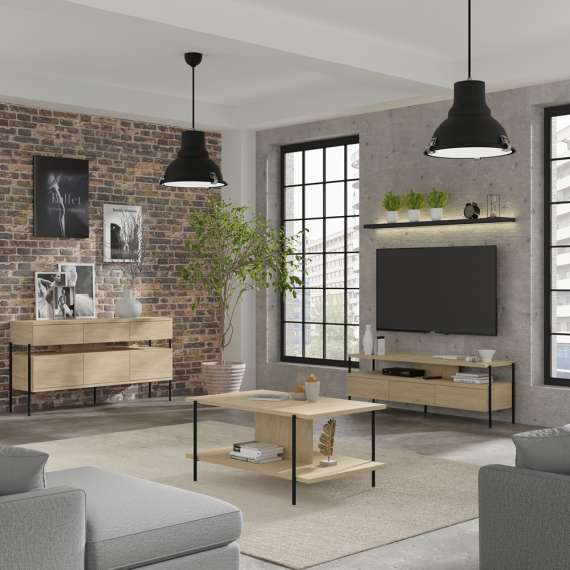 Skjenk DRAGON 150x80cm - eik cremona - 3 dører - 3 skuffer