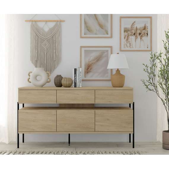 Skjenk DRAGON 150x80cm - eik cremona - 3 dører - 3 skuffer