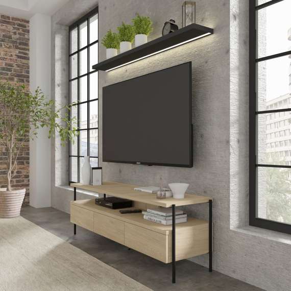 Tv-benk DRAGON 150x51cm - eik cremona - 3 skuffer