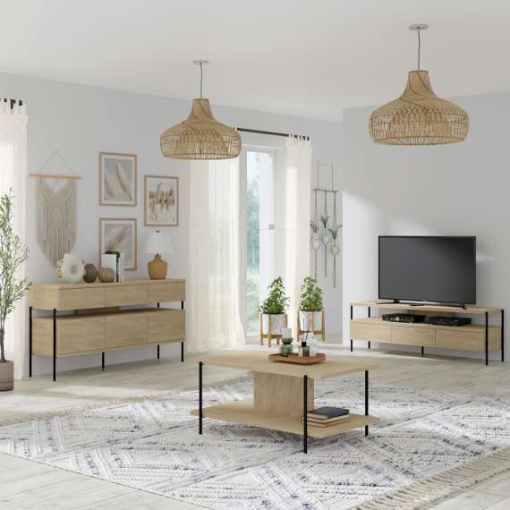 Tv-benk DRAGON 150x51cm - eik cremona - 3 skuffer