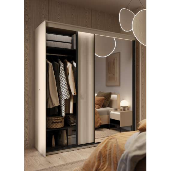 Garderobeskap Trend II 200x222 - beige - speil