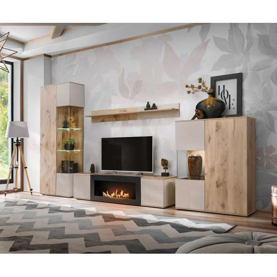 Tv-benk CATALINA 160x42 cm - eik vicking - cashmere - biopeis