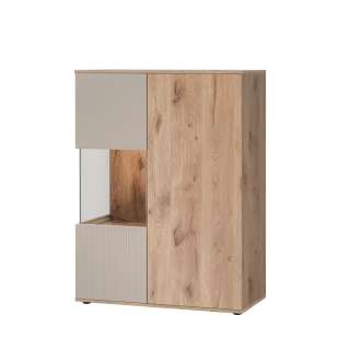 Vitrineskap CATALINA 90x120 cm - 2 dører - eik vicking - cashmere
