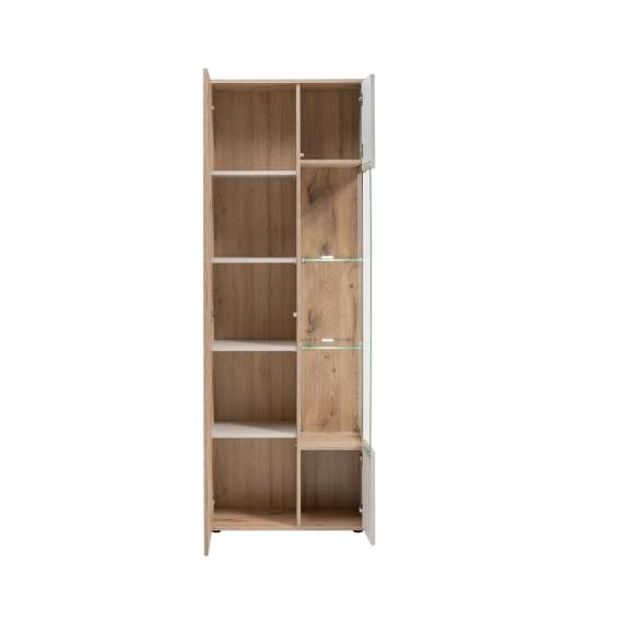 Vitrineskap CATALINA 70x197 cm - 2 dører - eik vicking - cashmere