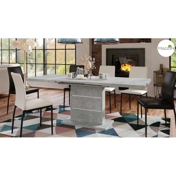 Spisebord PIANO 120-200 cm - betong - 2 ileggsplater