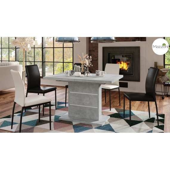 Spisebord PIANO 120-200 cm - betong - 2 ileggsplater