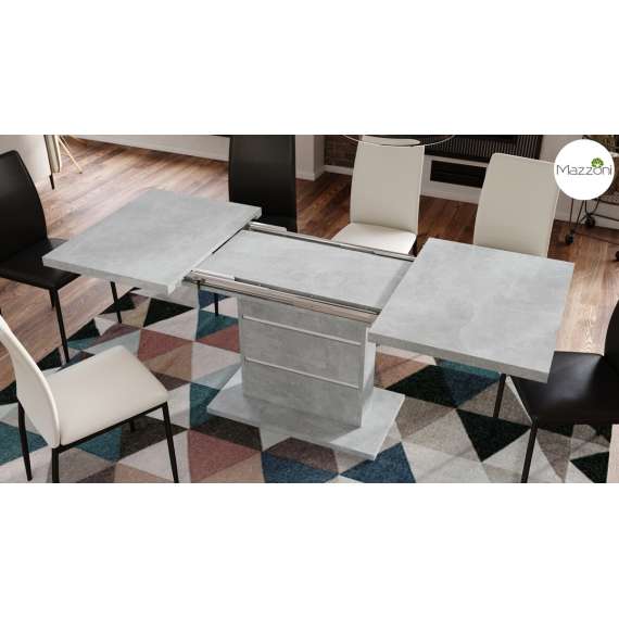 Spisebord PIANO 120-200 cm - betong - 2 ileggsplater