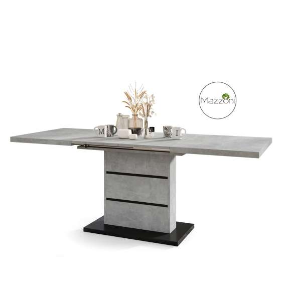 Spisebord PIANO 120-200 cm - betong - svart matt - 2 ileggsplater