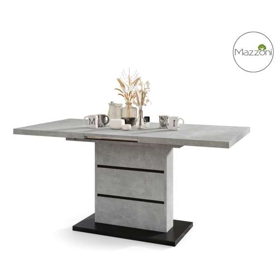 Spisebord PIANO 120-200 cm - betong - svart matt - 2 ileggsplater