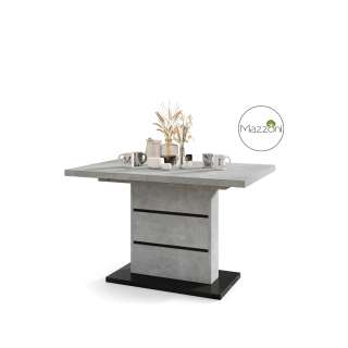 Spisebord PIANO 120-200 cm - betong - svart matt - 2 ileggsplater