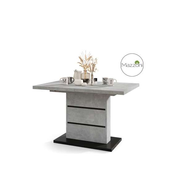 Spisebord PIANO 120-200 cm - betong - svart matt - 2 ileggsplater