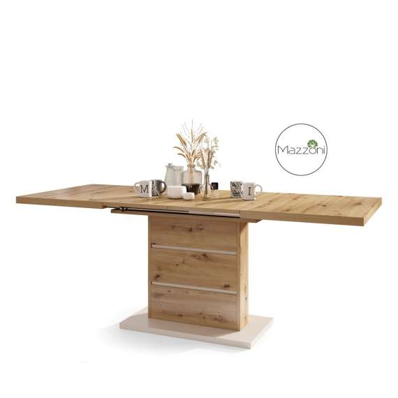 Spisebord PIANO 120-200 cm - eik artisan - beige - 2 ileggsplater