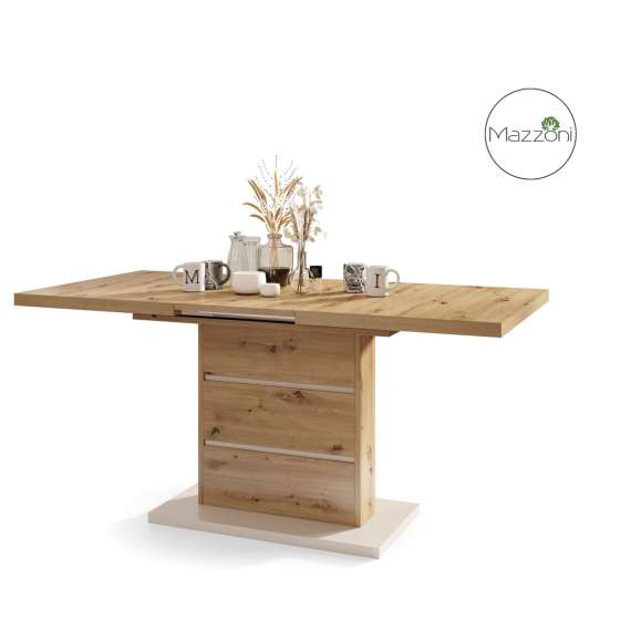 Spisebord PIANO 120-200 cm - eik artisan - beige - 2 ileggsplater