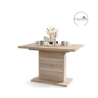 Spisebord PIANO 120-200 cm - eik sonoma - hvit matt - 2 ileggsplater