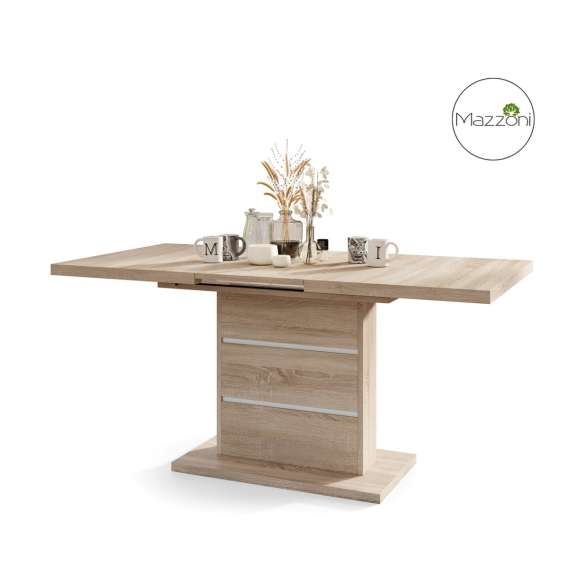 Spisebord PIANO 120-200 cm - eik sonoma - hvit matt - 2 ileggsplater