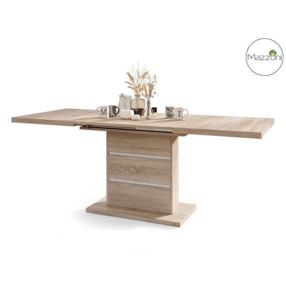 Spisebord PIANO 120-200 cm - eik sonoma - hvit matt - 2 ileggsplater