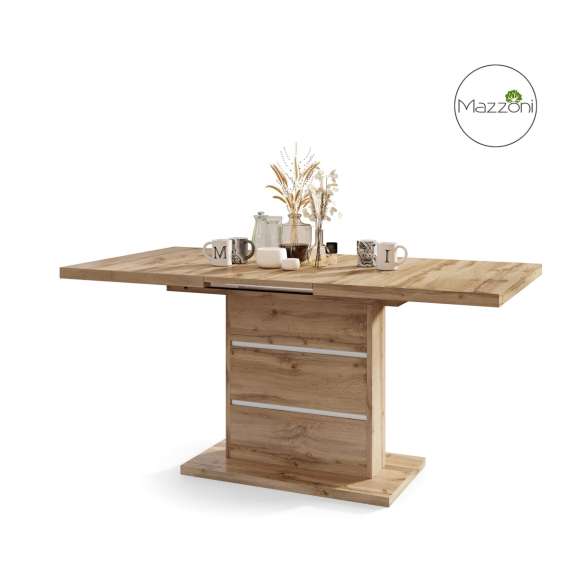 Spisebord PIANO 120-200 cm - eik wotan - hvit matt - 2 ileggsplater