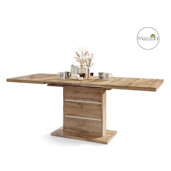 Spisebord PIANO 120-200 cm - eik wotan - hvit matt - 2 ileggsplater