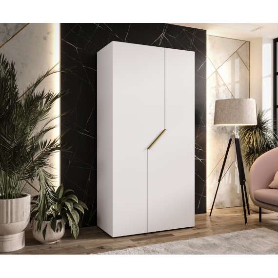 Garderobeskap ANDREW 1 - 100x202 cm - hvit matt - 2 dører