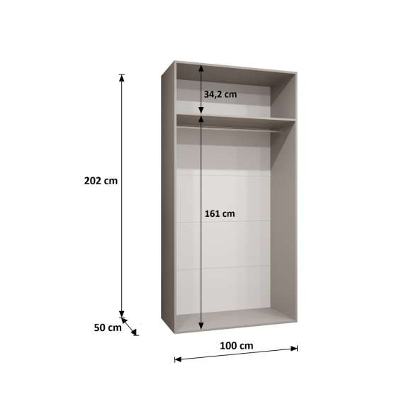 Garderobeskap ANDREW 1 - 100x202 cm - hvit matt - 2 dører
