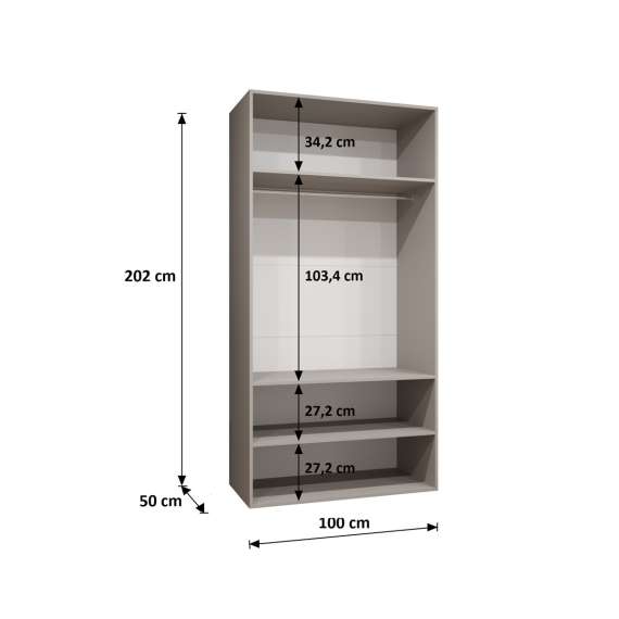 Garderobeskap ANDREW 1 - 100x202 cm - hvit matt - 2 dører