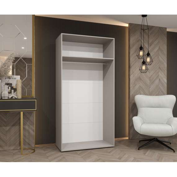 Garderobeskap ANDREW 1 - 100x202 cm - hvit matt - 2 dører