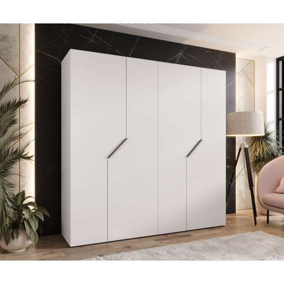 Garderobeskap ANDREW 1 - 200x202 cm - hvit matt - 4 dører