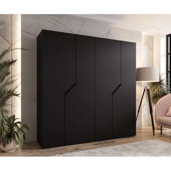 Garderobeskap ANDREW 1 - 200x202 cm - svart matt - 4 dører