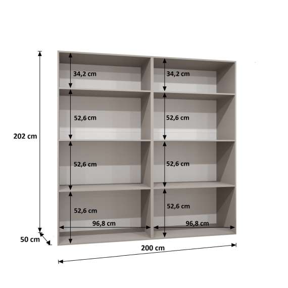 Garderobeskap ANDREW 1 - 200x202 cm - cashmere - 4 dører