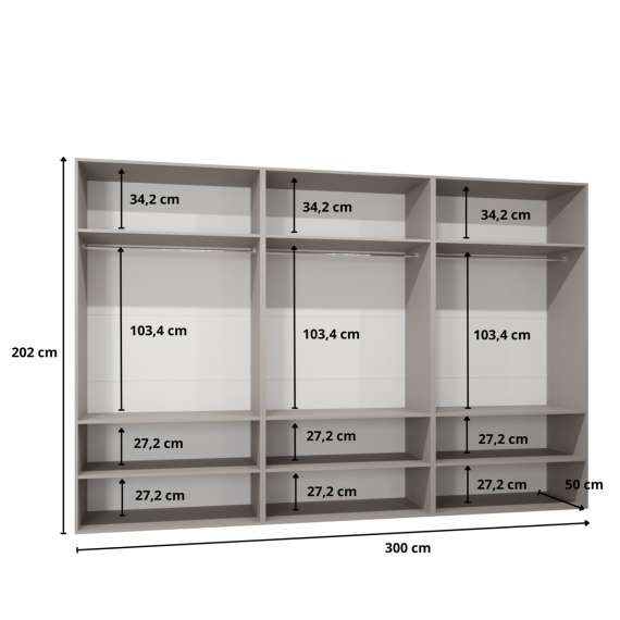 Garderobeskap ANDREW 1 - 300x202 cm - cashmere - 6 dører
