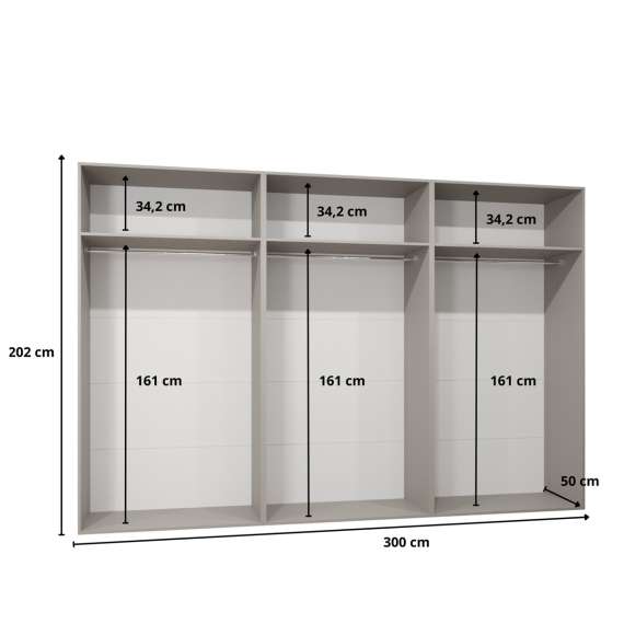 Garderobeskap ANDREW 1 - 300x202 cm - svart matt - 6 dører