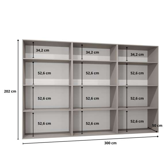 Garderobeskap ANDREW 1 - 300x202 cm - cashmere - 6 dører