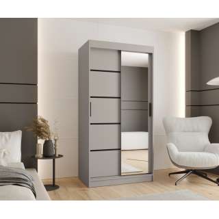 Garderobeskap RUBINO V2 100x200 cm - cashmere - skyvedører - speil