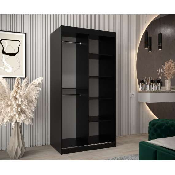 Garderobeskap RUBINO V2 100x200 cm - cashmere - skyvedører - speil