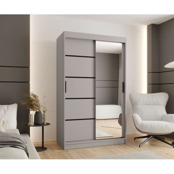 Garderobeskap RUBINO V2 120x200 cm - cashmere - skyvedører - speil