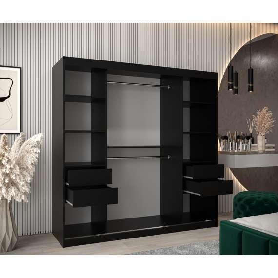 Garderobeskap RUBINO V2 200x200 cm - cashmere - skyvedører - speil