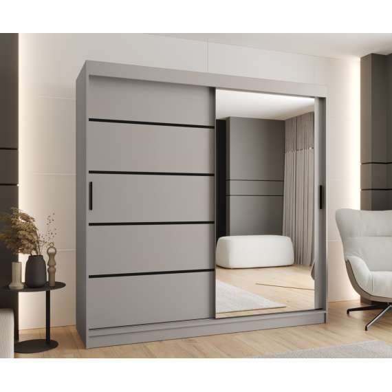 Garderobeskap RUBINO V2 200x200 cm - cashmere - skyvedører - speil