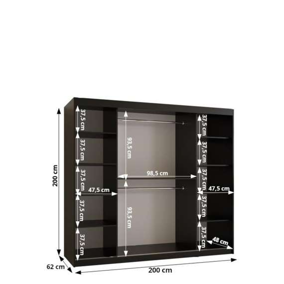 Garderobeskap RUBINO V2 250x200 cm - cashmere - skyvedører - speil