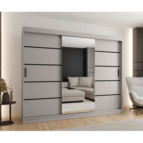 Garderobeskap RUBINO V2 250x200 cm - cashmere - skyvedører - speil