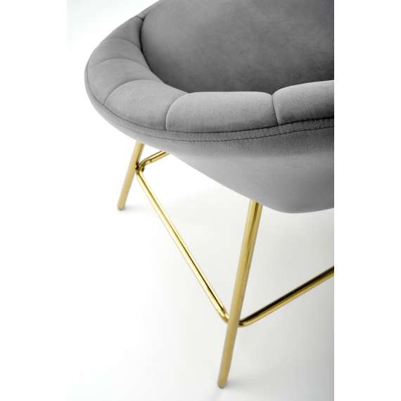 Barstol Agra - grå velvet - gull ben