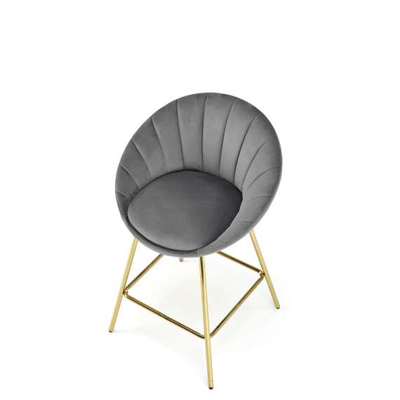 Barstol Agra - grå velvet - gull ben