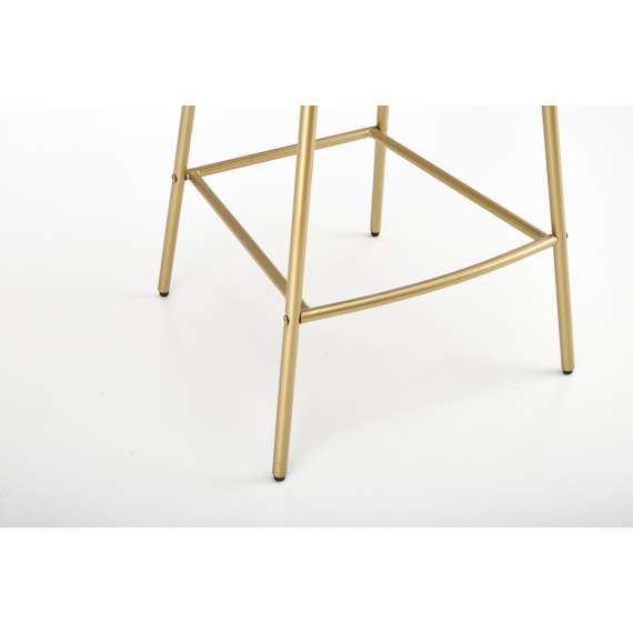 Barstol Lukka - svart velvet - svart-hvit hundetann mønster - gull bein