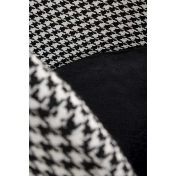 Barstol Lukka - svart velvet - svart-hvit hundetann mønster - gull bein