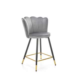 Barstol SIENNA - grå velvet - metall bein
