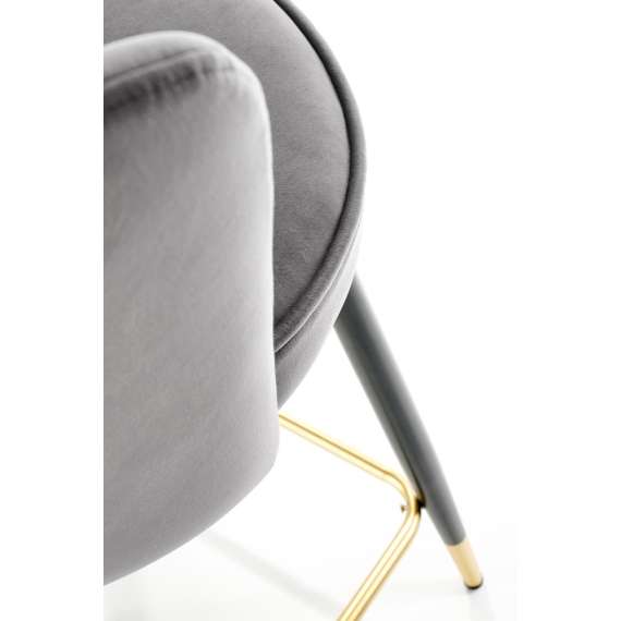 Barstol SIENNA - grå velvet - metall bein