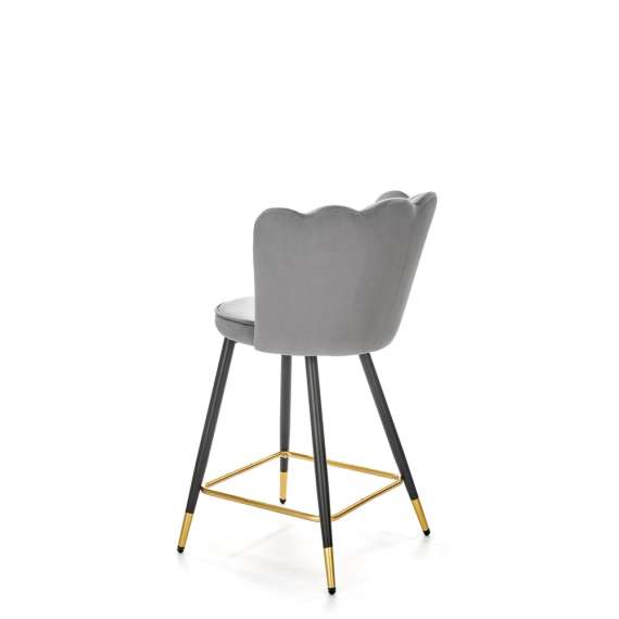 Barstol SIENNA - grå velvet - metall bein