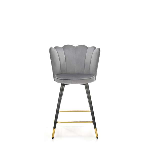 Barstol SIENNA - grå velvet - metall bein