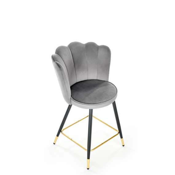 Barstol SIENNA - grå velvet - metall bein