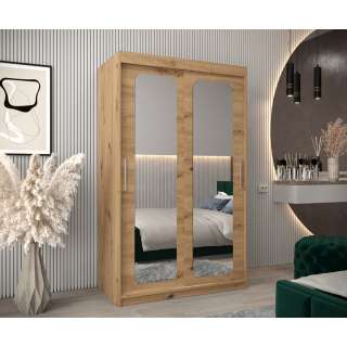 Garderobeskap PROMO T3 120x200 cm - eik artisan - skyvedører - speil