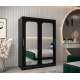 Garderobeskap PROMO T3 150x200 cm - svart matt - skyvedører - speil